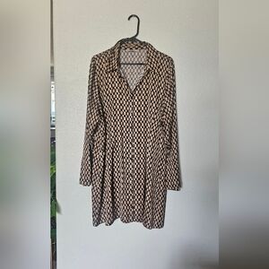 Abercrombie & Fitch Black and Tan Checkered Long Sleeve Dress